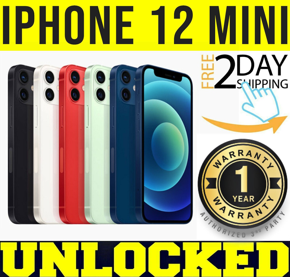New Sealed Apple iPhone 12 Mini 64/128/256GB A2176 UNLOCKED【IN