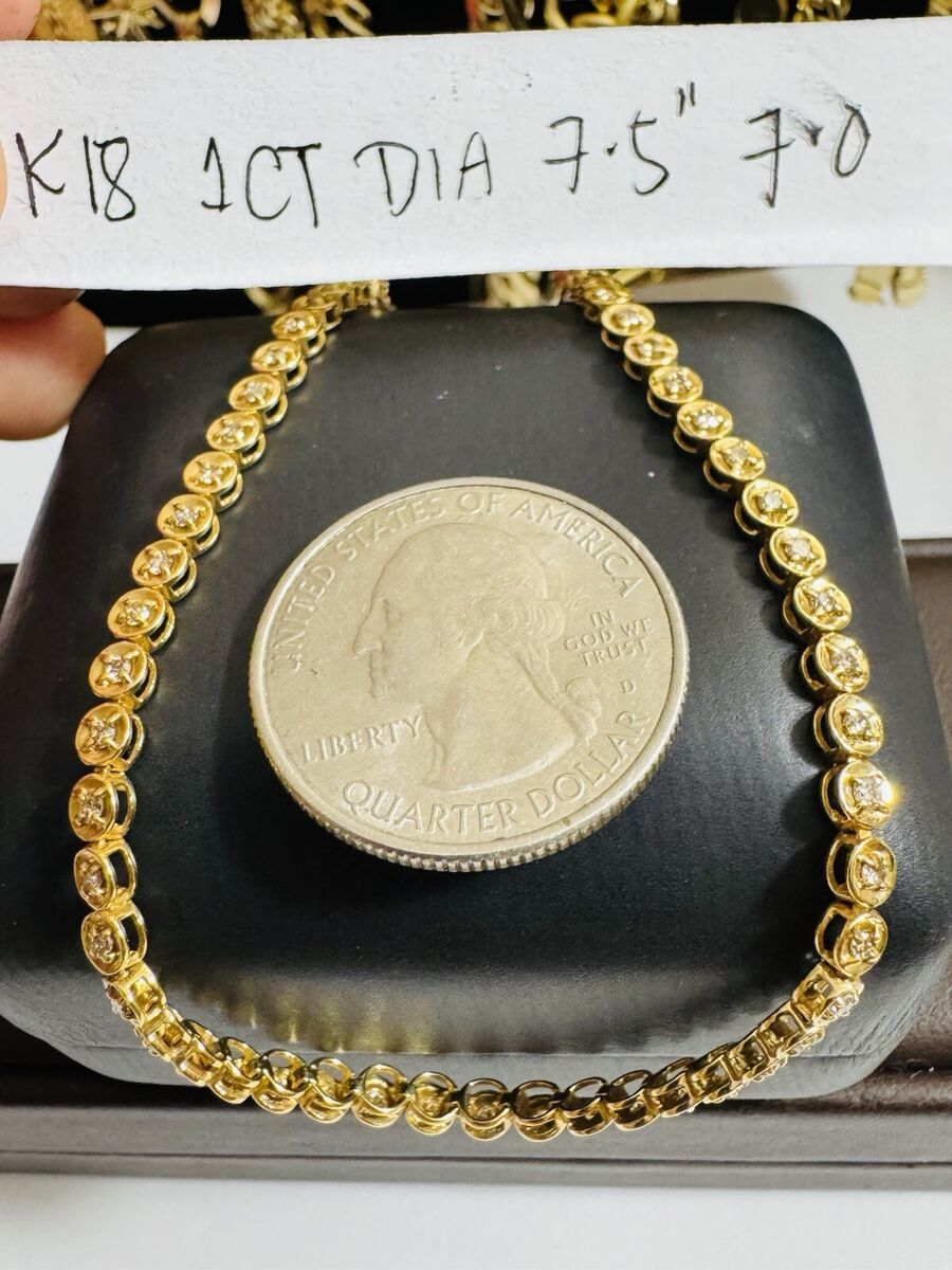 K18 18K Japan Yellow Gold 1Carat Real Diamond Tennis K18 18K Japan Yellow Gold 1Carat Real Diamond Tennis
