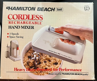 Hamilton Beach Scovill Cordless Rechargeable Hand Mixer Model 123 White
