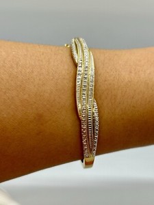 Authentic Danbury Mint Gold Plated Banquette & Round Diamond Forever Bangle 7.5inch