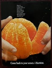 1971 SUNKIST Navel Oranges Vintage Print Ad Juice Segment Peel Fruit