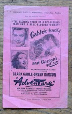 OLD flyer Palace Theatre Ryde film ' Adventure'  Clark Gable Greer Garson 1948