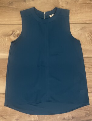 Paper Crane Teal/Blue/Green Sleeveless Tank Top/Blouse/Shirt Sz Small/S Polyeste
