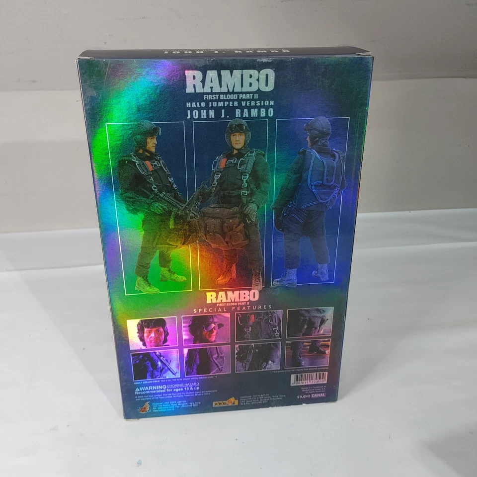 HOT TOYS MMS 11 JOHN J RAMBO PRIMERA SANGRE PARTE II HALO JUMPER VER. VENDEDOR DE ESTADOS UNIDOS SIN USAR, EN CAJA Foto 2 de 3