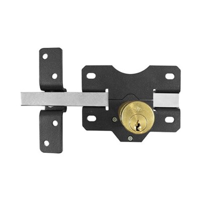 Wurfschlösser doppelt schwarz - 50 mm Hochsicherheitstorschloss mit Rosette & 3 Schlüssel