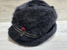 Vintage United Hatters Cap Millinery Workers Union Black Faux Fur Hat Medium