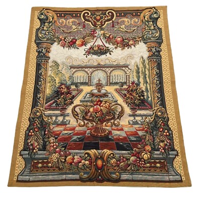 Vintage French Wall Hanging  Floral Pictorial Home Decor Tapestry 115x90 cm