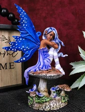 Ebros Amy Brown Art Gothic Violet Tribal Ebony Fairy Collectible Statue 6.5"Tall