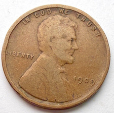 1909-P Lincoln Wheat 1c  Fine / VF Details  GR8 Wheat Lines  Z56