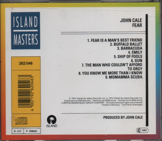 CD  John Cale / Fear /9 Songs/  1974 / Brian Eno - Bild 2 von 2