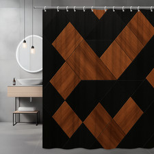 Stylish Black and Brown Geometric Shower Curtain for Modern Bathrooms