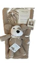Dreamy Sunday Feather Knit Brown Dog Puppy Lovey Plush  30x40 Baby Blanket NWT