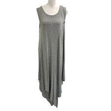 Soft Surroundings Asymmetrical Layered Jersey Knit Midi Dress Gray size Large