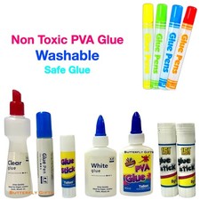 PVA Glue Bottles | Washable Non-Toxic Safe Glue | School Craft Home Office Use