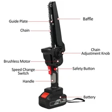 1-Mini Chainsaw Cordless 8 Inch Handheld Portable Electric Chainsaw With 2 PCHM
