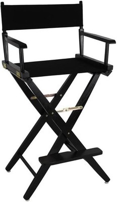 Extra-Wide Premium 30'' Director's Chair Black Frame W/ Black Canvas Bar Height