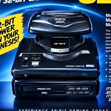 RARE working SEGA Tower Mega Drive Console Black with Mega-CD and 32X Add-On Md1
