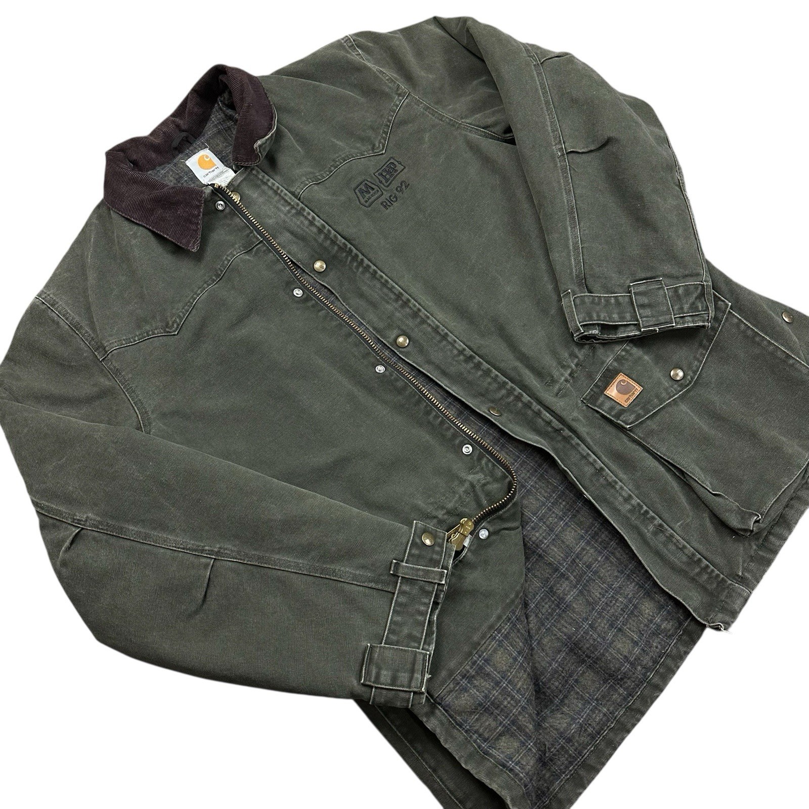 VTG Carhartt C52 Mos Jacket Men’s Size XL Green Blanket Lined Chore Coat *Logo - second product detail image