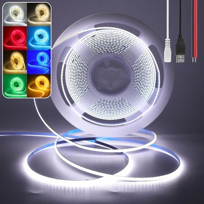 5V COB LED Strip Licht 3mm Schmales Flexibles Band für Wohnzimmer Hintergrund