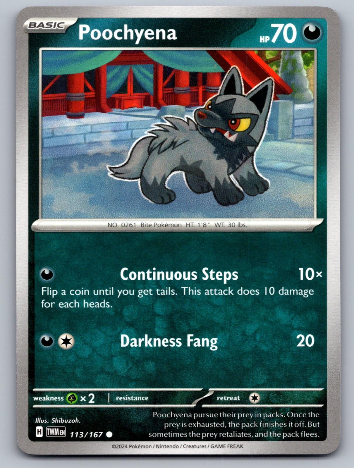 Poochyena 113/167 Common Twilight Masquerade Pokemon Near Mint