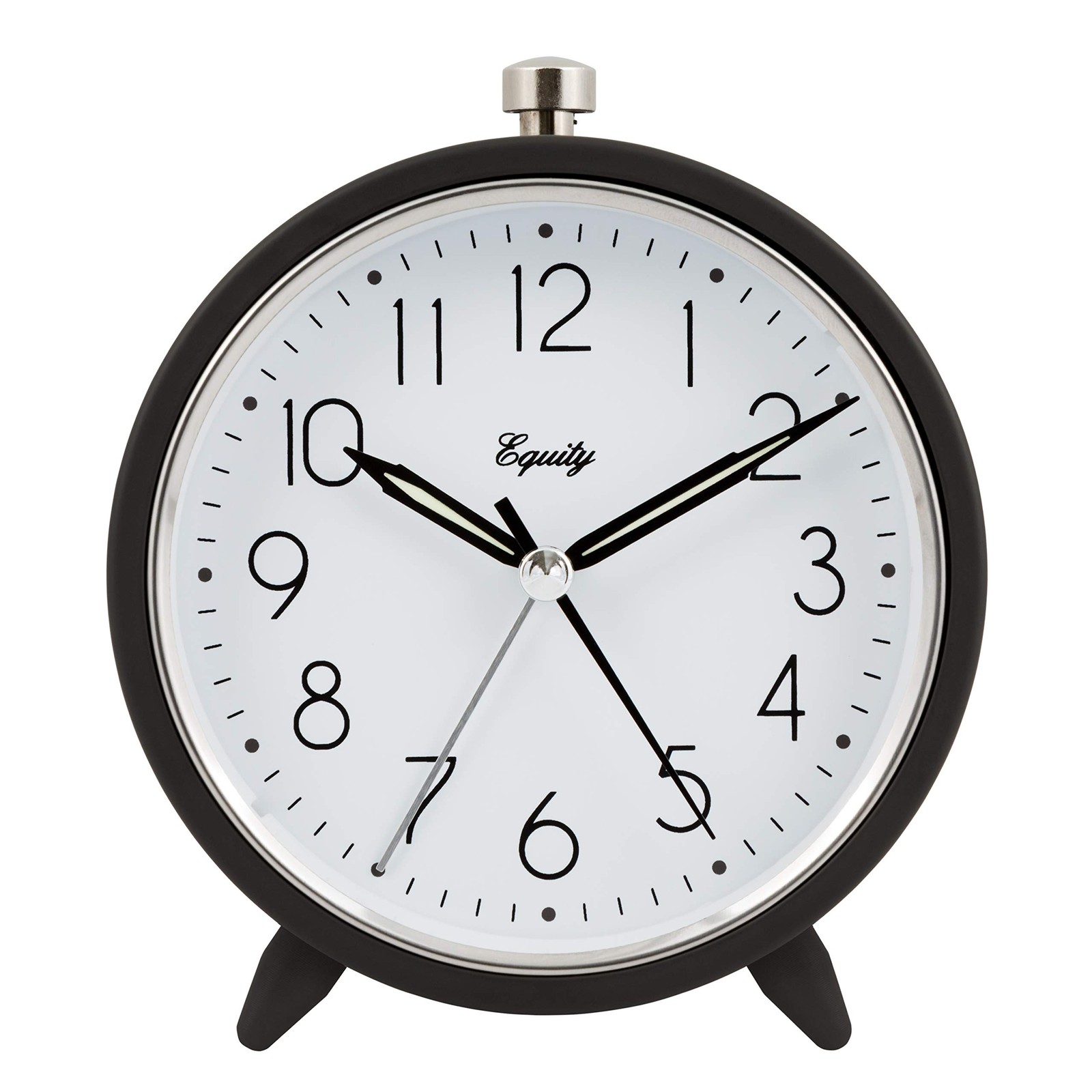 "5"" Silent Sweeping Quartz Metal Alarm Clock Dark Gray ï¿½ Equity 20091"