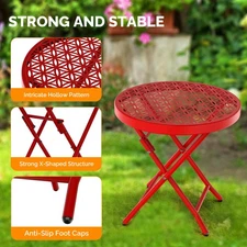 In/Outdoor Patio Folding Table 1 PCS Red Dining Sturdy & Durable Garden Round