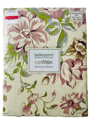 Belledorm Country Dream Rose Boutique Blumen gefütterte Vorhänge mit Raffbändern
