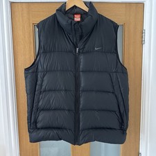 Nike Athletic Dept Down Gilet Mens Black Size Large 419009-010 Zip Up Y2K