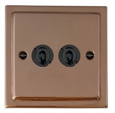 G&H TBC82C-FBK Trimline Bright Copper 2 Gang Intermediate Toggle Light Switch
