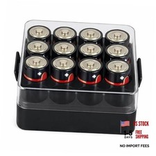Battery Organizer Storage Case, Battery Vault Box Container C-Batteries Black