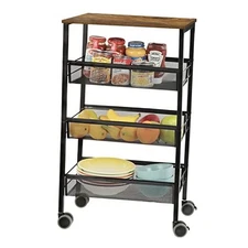  Kitchen Storage Rolling Cart, 3-Tier Kitchen Island Cart on Wheels with 
