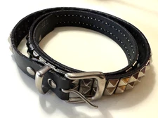 Studded Leather belt, black 44" unisex