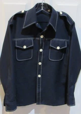 VTG 1970's Dark blue Leisure suit jacket Shirt Men's Medium 15-15.5 VGC