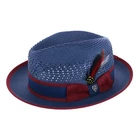Richman Brothers Men's Polybraid Fedora Hat with Grossgrain Ribbon and Feather