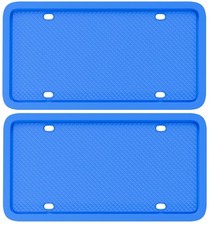 Silicone License Plate Frame Premium Grade Universal Car Azure Blue 2-pac