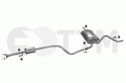 Ligne d'échappement en acier aluminisé pour Daewoo Matiz Berline 0.8 de 1998 à 2000