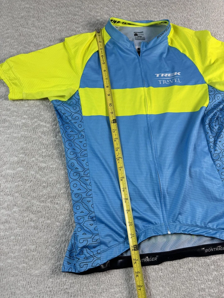 Bontrager Trek Travel Cycling Jersey Mens XL Blue Yellow Fitted Full Zip Hi Vis - Image 3 of 4