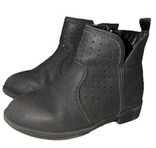Girls Size 11 Black Ankle Booties Boots Side Zip Little Kids GUC
