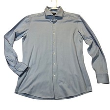 Hugo Boss Button Up Mens 16.5 L Blue Performance Slim Fit Hank Spread Business