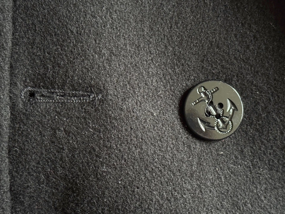 Fidelity BEAMS Melton Wool Jacket Pea Coat Naval Black USA Gerald & Stewart M - Image 4 of 4