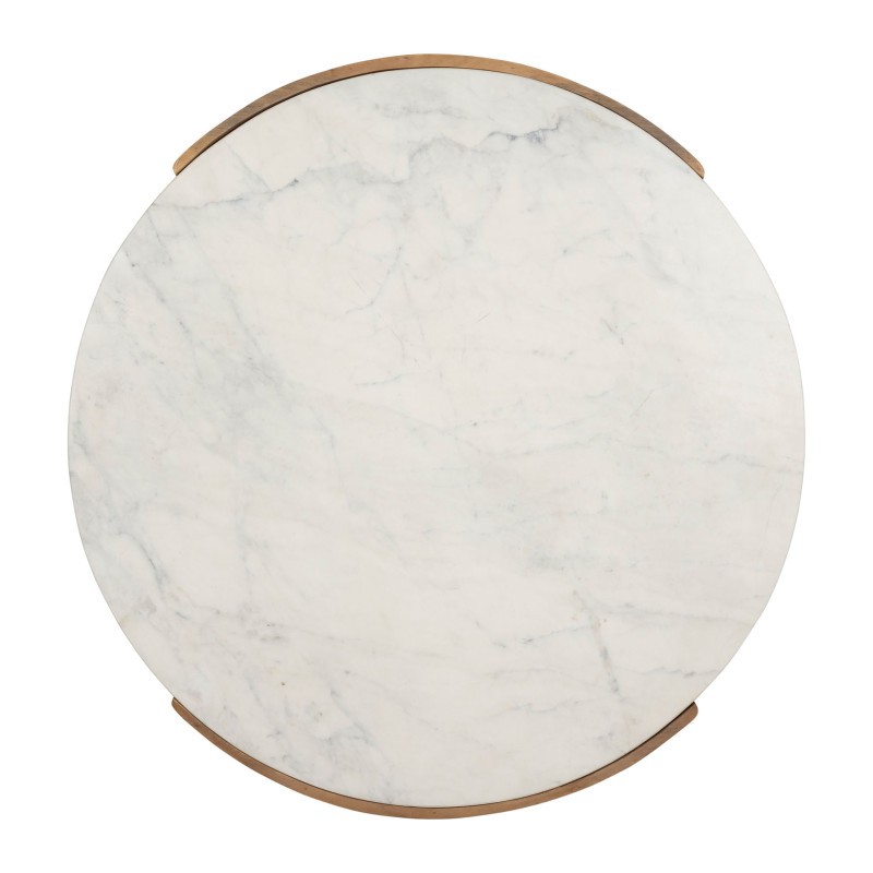 Table basse en manguier de prestige et marbre blanc véritable