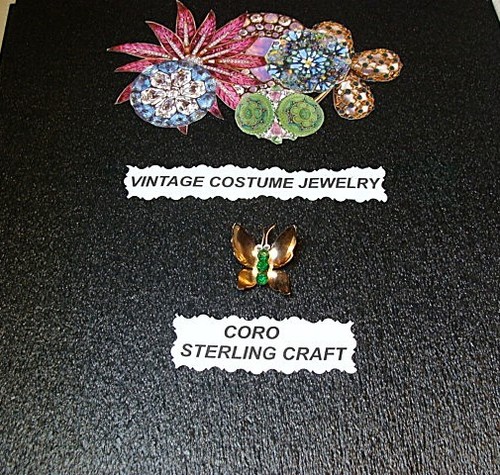 Vintage 1940 CORO STERLING CRAFT Jeweled Butterfly Brooch