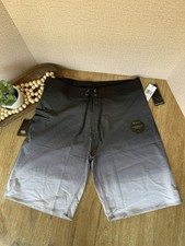 NWT Burnside Men's 4-way Stretch Boardshorts Swim Black/Grey Gradient Size 34