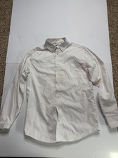 Chaps Boys White Long Sleeve Dress Shirt Button-Down Collar Size 14 (stained)