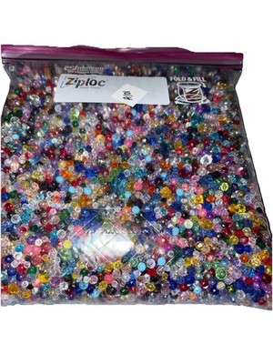 8+ lbs Multifaceted Glass Beads Of Assorted Colors, Sizes & Shape. Never Used