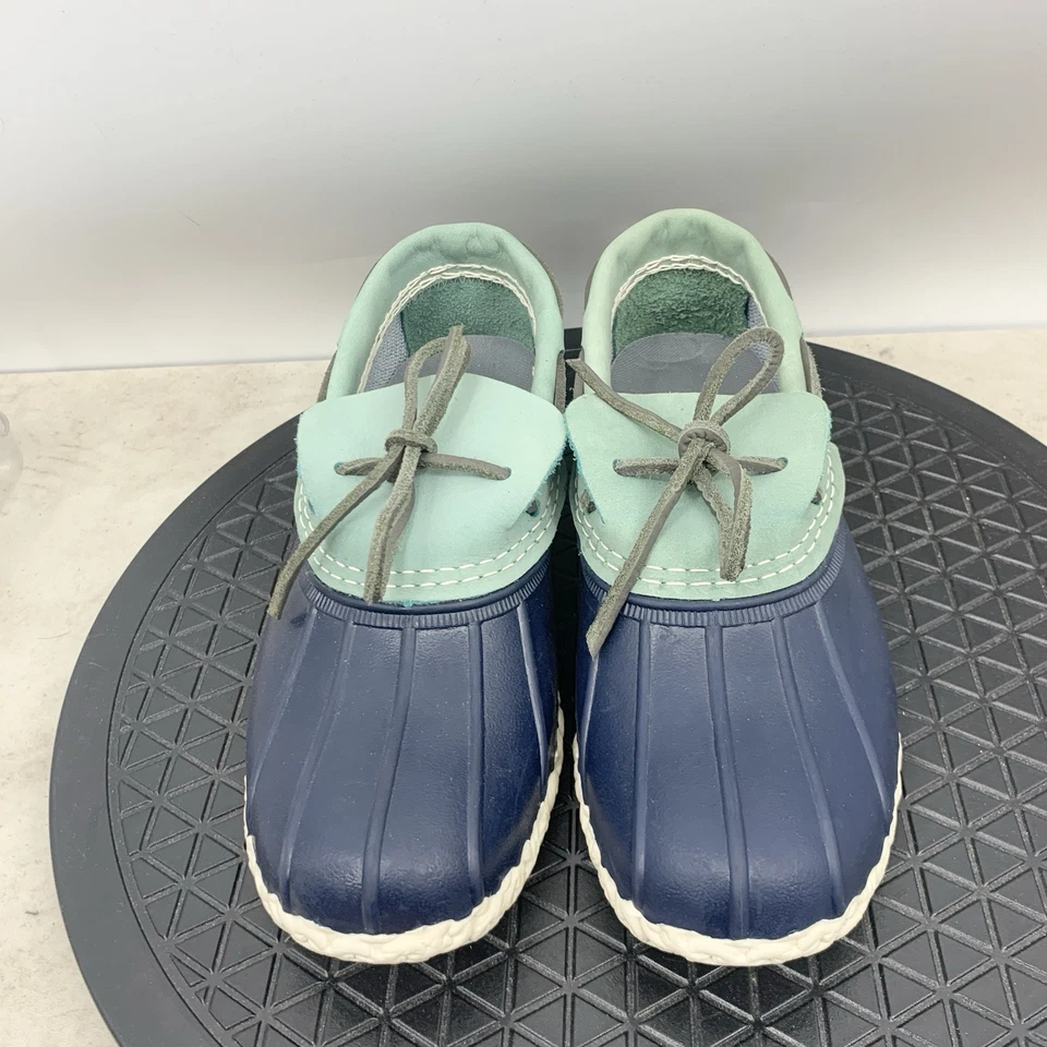 LL Bean Moc Botas Mujer Talla 8 Zapatos Pato Azul Goma Cuero Bajo Sin Cordones Foto 3 de 4