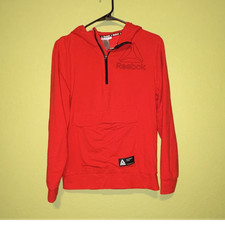 Reebok Boys Red 1/4 Zip Hoodie Sweatshirt Long Sleeve Size 14/16 Logo
