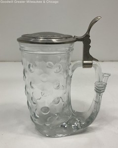 Vintage Glass Horn Beer Stein