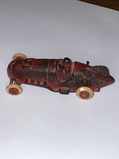 Vintage Hubley Cast Iron Race Car Toy Red Metal Wheels Driver 5  Antique