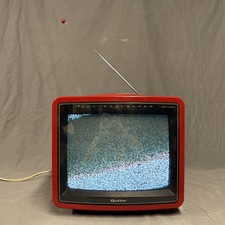 Televisore Vintage CRT 1985 Rosso Quasar TP2156YR AGC135 11" Colore TV Base Girevole